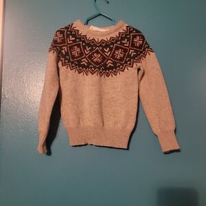 Women's Beige and Black Patterned Sweater